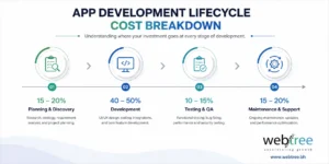 App development lifecycle and budget allocation breakdown