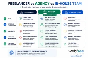 Freelancer versus agency versus in-house website development comparison by Webtree Software Solutions Bahrain 